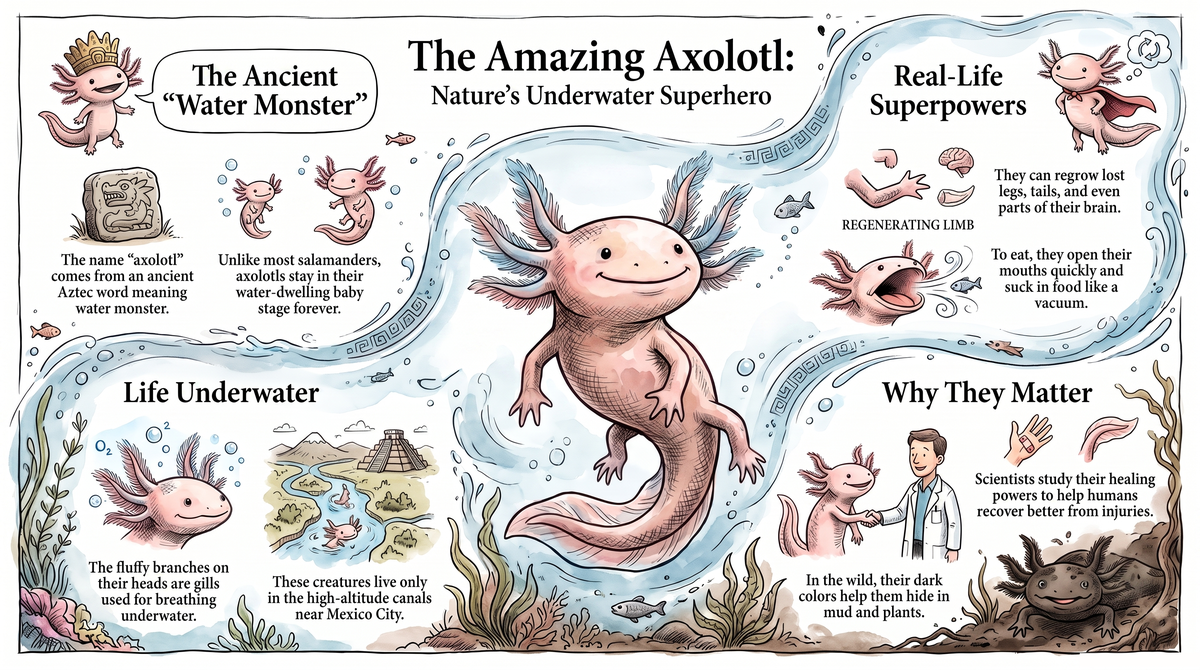 Amazing Axolotls: The Underwater Superheroes. Animal Science illustrated guide for kids | Discovery Rangers
