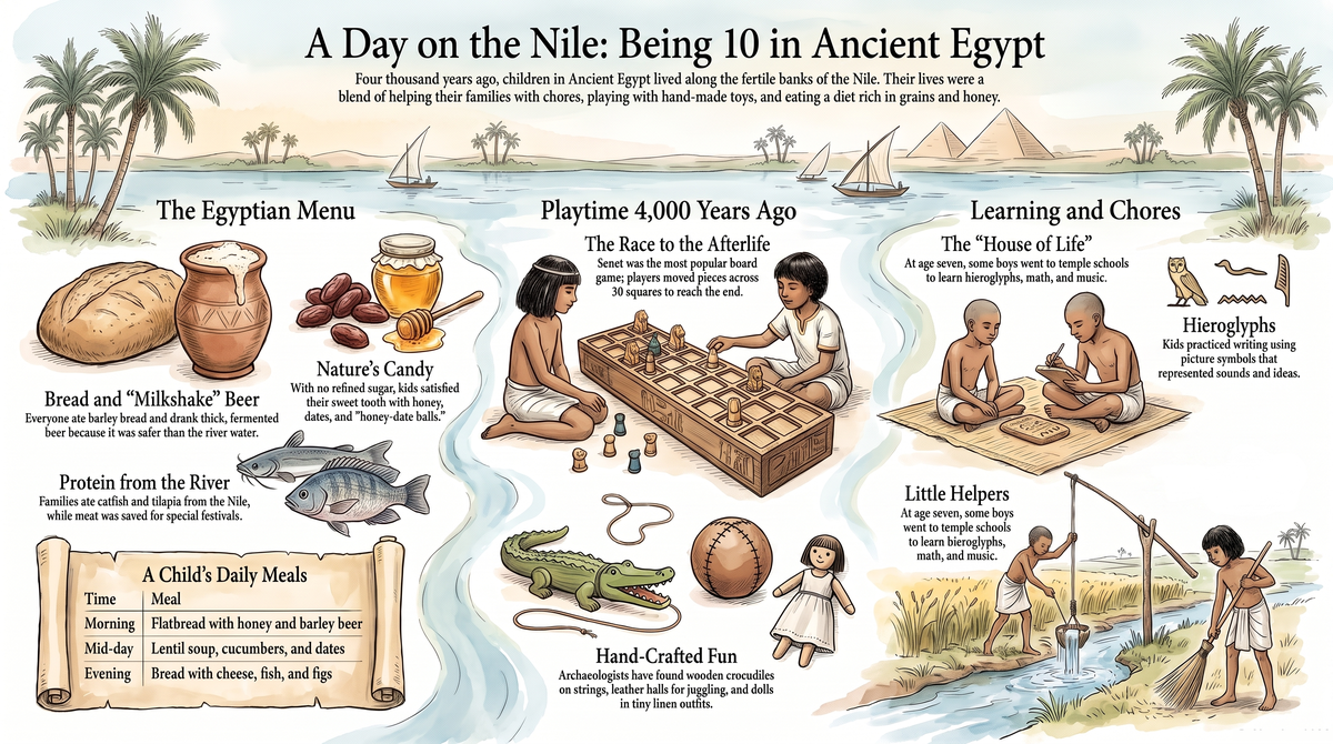 Ancient Egyptian Kids: What They Ate, Played, and Learned. Science illustrated guide for kids | Discovery Rangers