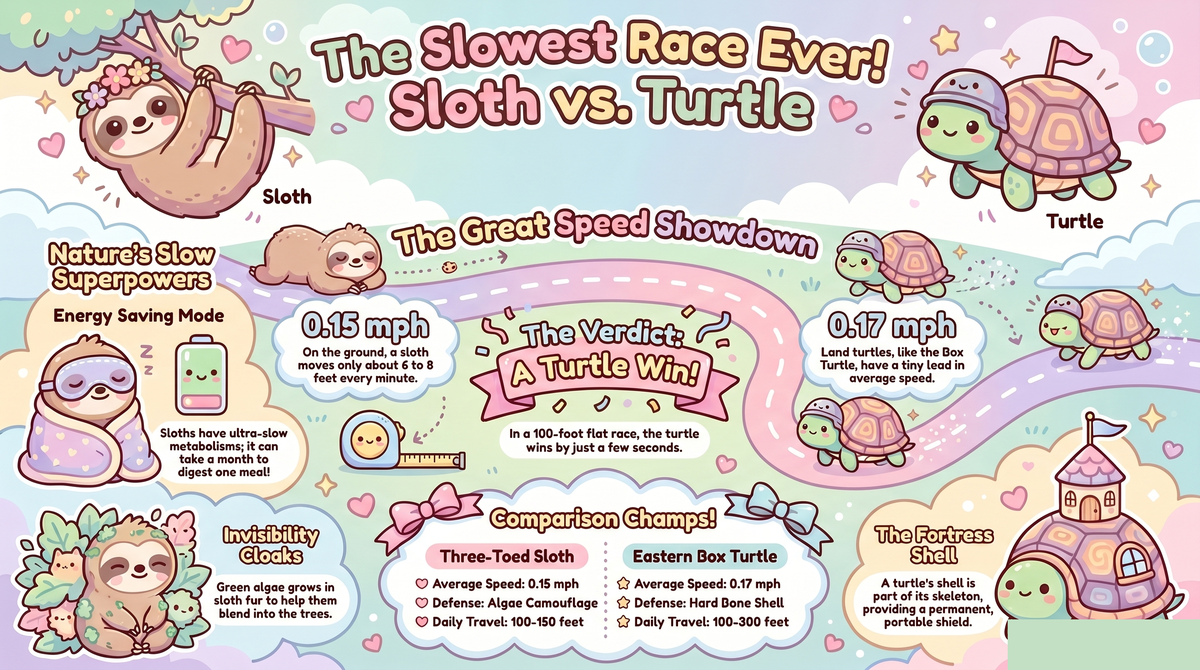 Sloth vs Turtle Race: Who's Slower? - illustrated guide