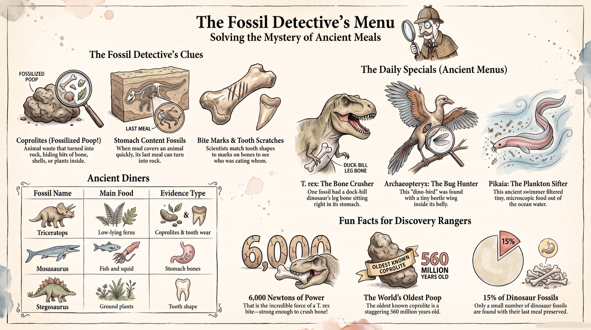 What Did Dinosaurs Eat? Uncovering Ancient Fossil Feasts | Science illustrated guide for kids | Discovery Rangers